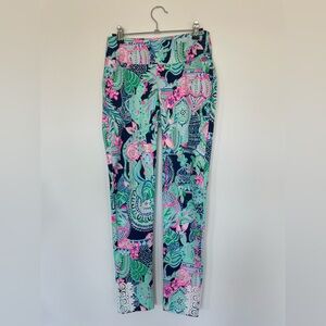 Lilly Pulitzer Luxletic Multicolor Floral Leggings Pants with Embroidered Detail